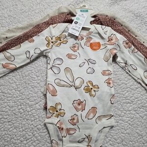Carter's Neutral Long Sleeve Baby Girl Onesie Bundle 3pcs
